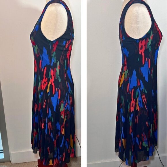 PETIT POIS BY VIVIANA G Multicolored Brushstroke Mesh Tank Dress Size L - Picture 5 of 10